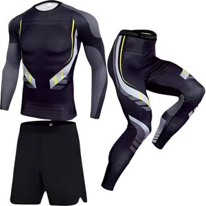 E-shop4u® - Mannen Compressie Sport Thermisch Ondergoed - Winter Warm Kompres Lange Onderbroek, Shirt, Tops, Bottom en Short Pant Pak - Warmte & Prestatie - Grijs/Zwart - XXXL