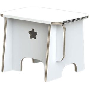 Green Lullaby - Kartonnen Mini Bench (tafel/kruk) met opbergruimte - Wit - ca. 35 x 27 x 27,5 cm (lxbxh)