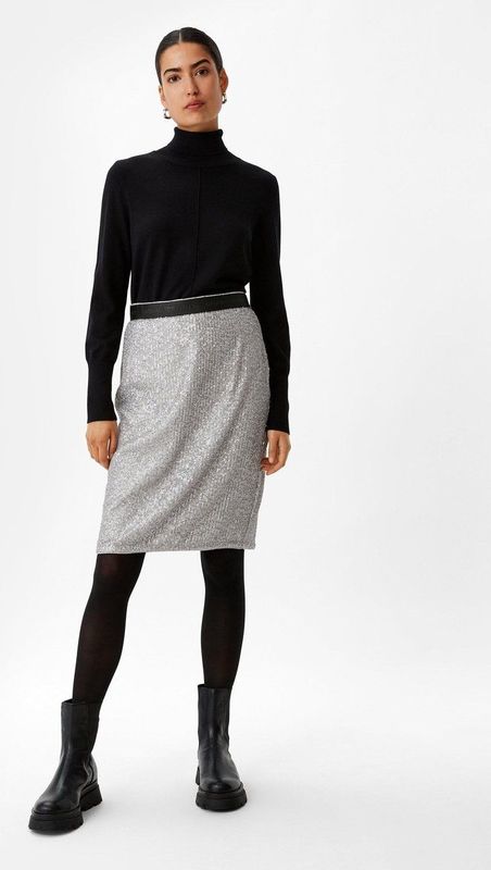 Rok - Kokerrok - Effen - Chiffon - Met Pailletten - Knielengte