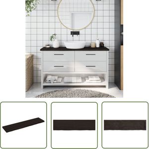 The Living Store Wastafelblad 120x30x(2-4) cm behandeld massief hout donkerbruin - Wastafelblad - Keukenblad - Eikenhouten Wastafel - Handgemaakte Wastafel - Donkere Wastafel