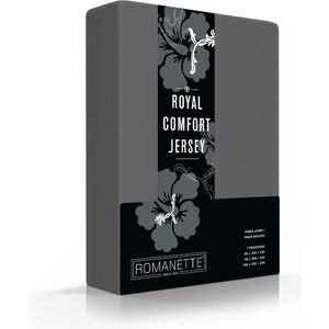 Royal Jersey Comfort Premium 95% Macokatoen / 5% Lycra Hoeslaken - Tweepersoons (140/150/160x200/210/220 cm) - Antraciet