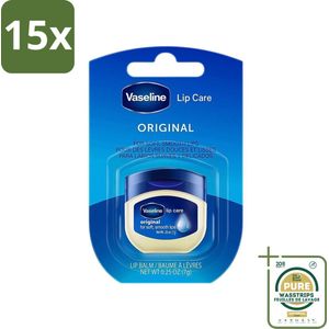 15 x Vaseline - Original - Lip Balm - Hydraterend - 7 g - Grootverpakking - Lip Balm - Lip Balm 7 G - Hydrate Lip Balm - Vaseline Lip Balm - Lip Balm Voor Kinderen