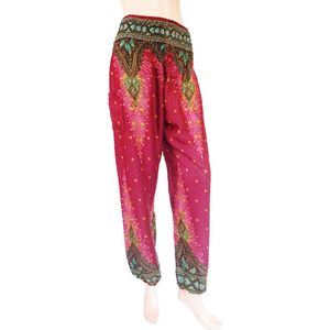 Harembroek - Yogabroek - Zomerbroek - Maat M; 38,40,42 - Pauw rood