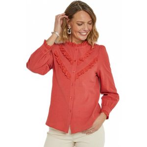 Button-down blouse met broderie anglaise details