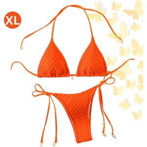 Livano Bikini Dames - Meisjes Bikini - Badpak - Push Up - Vrouwen Badkleding - Zwemmen - Sexy Set - Top & Broekje - Rood Oranje - Maat XL