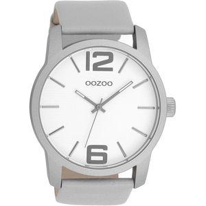 OOZOO Timepieces - Steengrijze horloge met steengrijze leren band - C9085