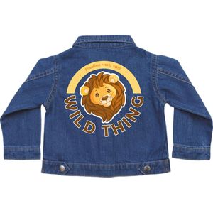 Pixeline Spijkerjas Lion 6-12 maanden - Jacket - Denim - spijkerjas - Leeuw - Organisch Katoen  - dierenprint - Pixeline - Casual