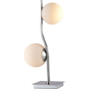 Lindby - Tafellamp - 2 lichts - glas, metaal - H: 56 cm - E14 - opaal wit, gesatineerd nikkel