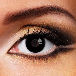 Partylens® kleurlenzen - Black Out - jaarlenzen met lenshouder - partylenzen