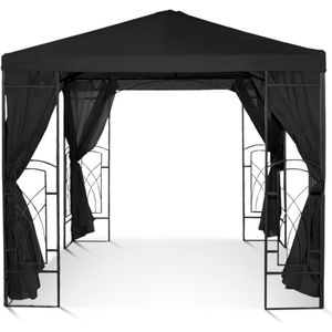 Tuinpaviljoen - 2,5 x 2,5 m - PVC gecoat 270 gr/m² - Antraciet - 100% waterdicht - Inclusief zijwanden