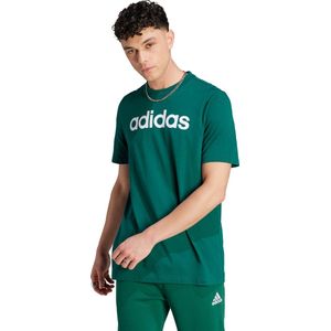 adidas Sportswear Essentials Single Jersey Linear Geborduurd Logo T-shirt - Heren - Groen- XL