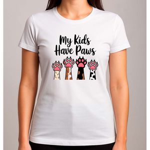 My kids have paws - T Shirt - Cat - CuteCat - CatLover - CatLife - Kat - LieveKat - GrappigeKat - KattenLiefhebber - BestMom - MamaLeven