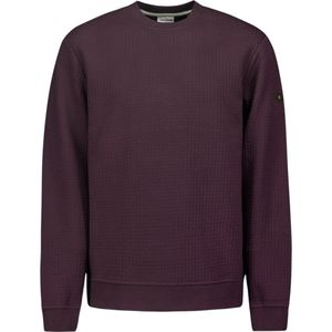 No Excess Mannen Jacquard Ronde Hals Trui Aubergine XXXL