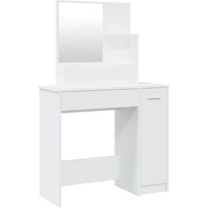 vidaXL Kaptafel met Spiegel - Wit - 86,5x35x136 cm Kaptafel - Make-up Tafel - Dressing Table - Badkamer Meubel - Houten Kaptafel