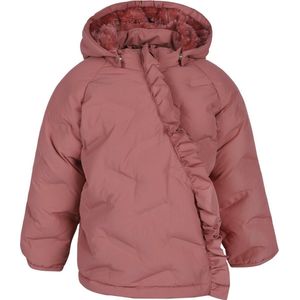 Minymo - Gewatteerde winterjas voor meisjes - Effen - Verwelkte roos - maat 80cm