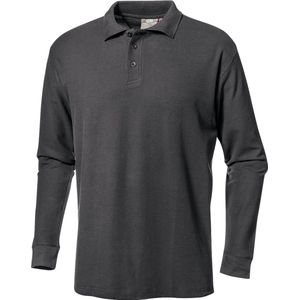 SIR SAFETY PIQUET POLO LONG SLEEVE Lange mouw Werkpolo HEREN Grijs Zwart - 100% Katoen - 200 g/m² - Kleurvast