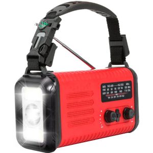 Noodradio - Solar Opwindbaar 20.000mAh - MODEL 2025 - Solar powerbank Zonneenergie - Survival Noodpakket - Zaklamp Oplaadbaar - Noodpakket – Noodrantsoen - Rood