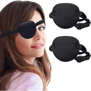 Set van 2 zwarte medische visuele oogbeschermers met verstelbare elastische band en piraten gesp, ideaal voor Halloween kostuums en comfortabele bescherming