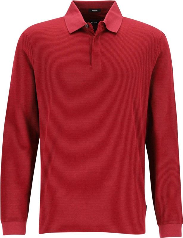BOSS - Pado - Polo - Donkerrood - Lange Mouw - Jersey