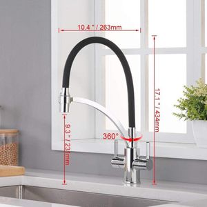 Kitchen Faucet with Silicone Hose Mixer - 360 Degree Rotating Black - Modern M22142-2