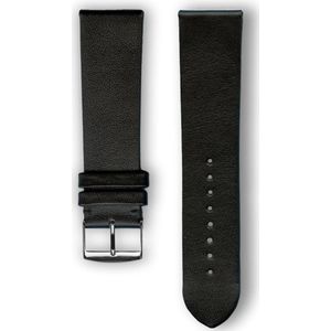 Zwarte lederen horlogeband (made in France) Frans leder 22 mm