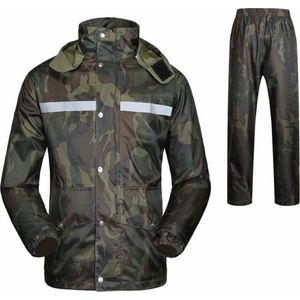 Regenjas-Regenpak-Camouflage regenjas met broek en reflecterende band-kleuren zwart-M