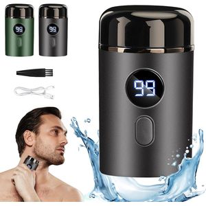 Mini Elektrisch Scheerapparaat - Scheerapparaat Mannen - Mini Elektrische Scheerapparaat - USB Wasbaar Reisnat Droog Scheerapparaat - Met reservemesje - Extra reservemesje - Donkergrijs