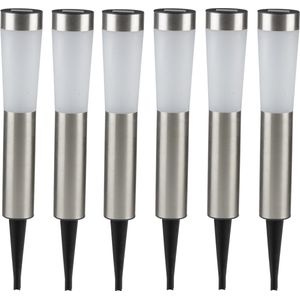 Grundig Prikspot - 6x - solar - tuinverlichting - RVS - 56 cm