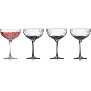Lyngby Glas - Champagneglas Palermo gold rim (set van 4) - Wijnglazen