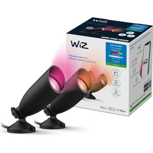 WiZ Grondspot voor Buiten Zwart - Starterset - Slimme LED-Verlichting - Gekleurd en Wit Licht - 12V