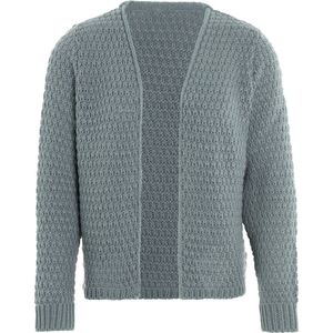 Knit Factory - Becky Gebreid Vest - Gebreide dames cardigan - Kort vest op heuphoogte - Grijsgroen damesvest gemaakt uit 30% wol en 70% acryl - Stone Green - 40/42