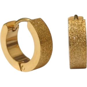 Aramat Jewels Oorringen - Vergulde Stalen Oorringetjes 14mm - Roestvrij staal - Mannen - Volwassenen - [14mm]