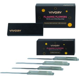 Vivory Luxe Autoparfum Voordeelset– Complete set inclusief drie extra refills. Geur Flaming Flowers, met de geur van Roses en Oudh