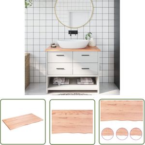 The Living Store Wastafelblad 100x60x2 behandeld massief hout lichtbruin - Wastafelblad - Eikenhouten Wastafelblad - Keukenblad - Badkamermeubel - Handgemaakte Wastafel