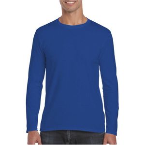 Basic heren t-shirt kobalt blauw met lange mouwen - Herenkleding - herenshirt met lange mouw XL