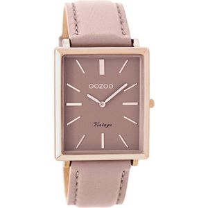 OOZOO Timepieces - Rosé goudkleurige horloge met oud roze leren band - C8187