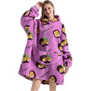 Bovista Hoodie Deken Met Mouwen - Plaid - Knuffeldeken - Onesie - Fleece Blanket - Dames - Heren - Kinderen - Extra Zacht & Warm - Passievrucht