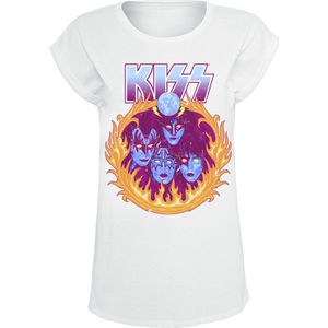 Kiss Creatures In Flames T-shirt wit M Katoen Dames - Band merch, Bands