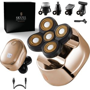 Skull Brothers® Goud 9-in-1 Scheerapparaat Mannen - Skull Shaver - Wolf Pro - Hoofd Kaal Scheren - Gezicht en Hoofd Trimmer - Waterdicht - Nat en Droog Shaver