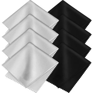 Hoogwaardige Microvezel Reinigingsdoek Brillenpoetsdoeken 15-x-18-cm - 8 Stuks Zwart en Grijs