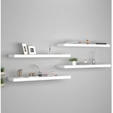 The Living Store Wandplanken Set - Trendy - 90x23.5x3.8 cm - Wit - Honingraat MDF en Metaal