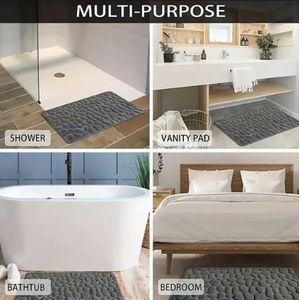 Memory Microfiber Bath Mats Non-Slip Mats for Bedroom Living Room Kitchen Machine Washable Doormat (Brown, 2)