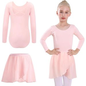 E-Ambar - Meisjes balletpakje met afneembare rok, lange mouwen en ballerina outfit