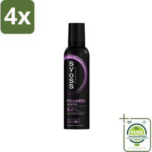 Syoss - Fullness - Haarmousse - Lichtgewicht Volume - 250 ml - Voordeelverpakking - 4 stuks - Haarvolume - Volumineus haar