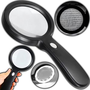 Reading magnifier with 18 LED lights 10x magnification 3 lighting modes for seniors and children for newspapers jewelers coins stamps card inspection battery operated