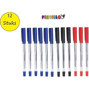Pincello Balpen Stylo pennen 3 kleuren set 12 stuks