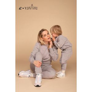 Long sweater &C x REVIVE, met pofmouw, bio-katoen, EU gemaakt, kleur grijs, maat XS - incl. borduring op mouw ""BRING IT ON