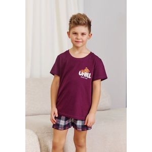 Doctor Nap Katoenen Pyjama Meisjes Jongens | Matching Familie Pyjama | Shortama Korte Mouw Korte Broek | Chill Burgundy PDU.7202 110 / 116