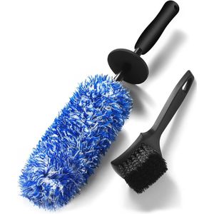 Microvezel velgenborstel en bandenborstel voor krasvrije reiniging van alle velgen