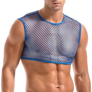 Heren Mesh Crop Top Spier Onderhemd